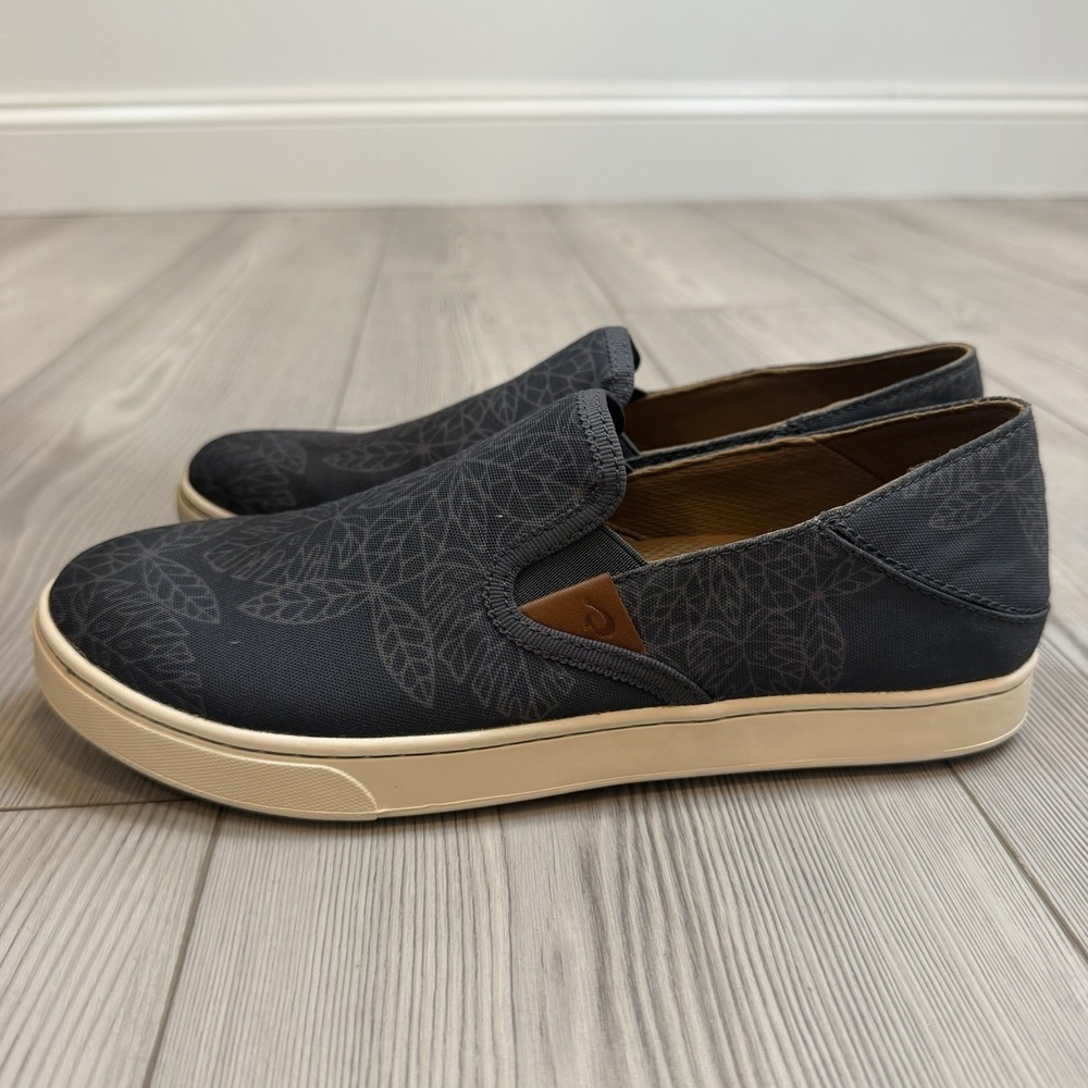 NEW OluKai Pehuea Powwow 10 Slip On Sneakers Dark Shadow Charcoal 20359-6C26